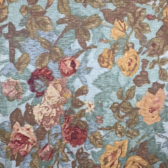 Mulberry Home England Secret Garden Cabbage Roses Floral Fabric Linen 2.5 Yards - Picture 1 of 14